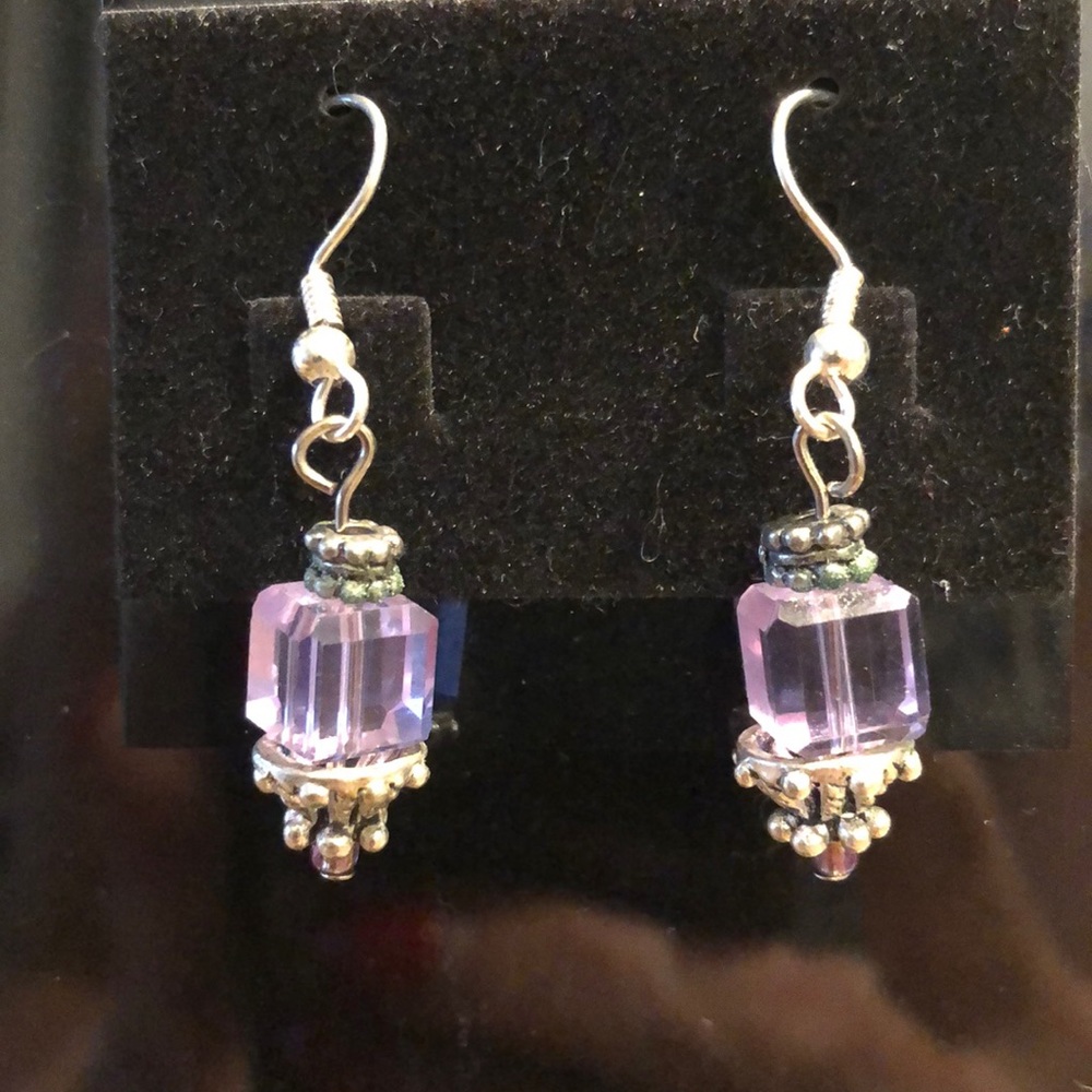 Purple crystal earrings